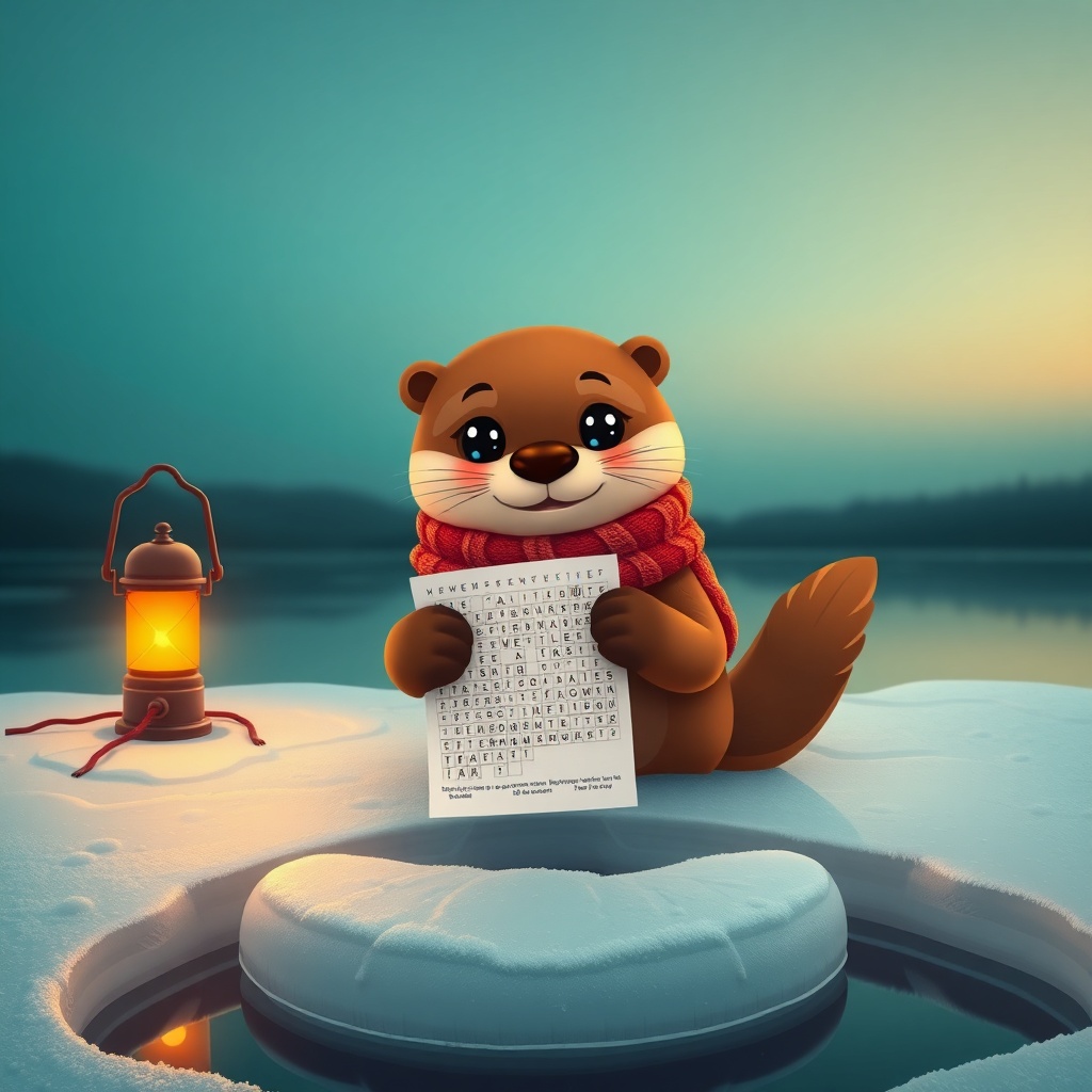 Otter mascot with crossword